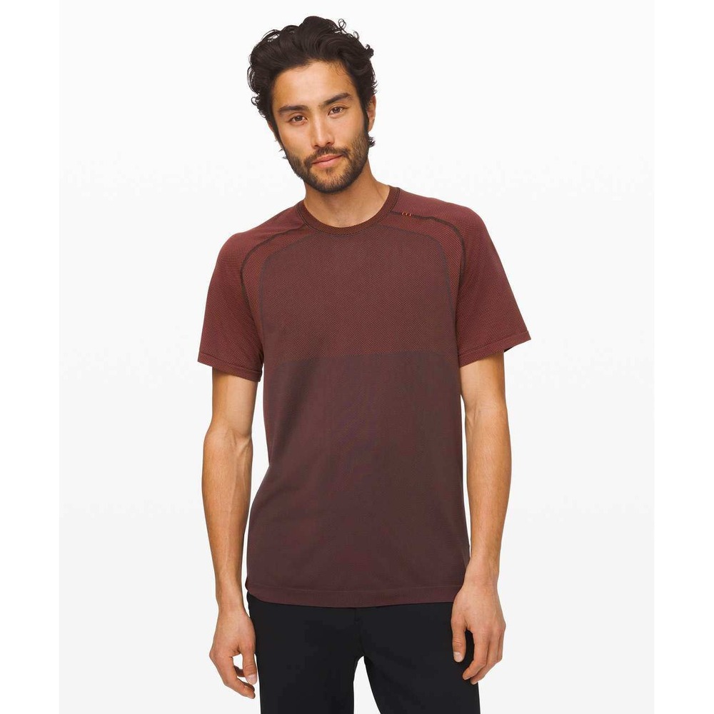 Lululemon Metal Vent Tech 2.0 Short Sleeve Mens‎ Large Magma Sequoia Burgundy